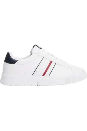 Tommy Hilfiger Sko, Herre, Hvid, 45 EU, Læder, Læder Sneakers med Aftagelig Indersål