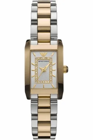 Emporio Armani Tilbehør, Dame, Gul, ONE SIZE, Uld, Guld Dame Quartz Ur i Rustfrit Stål