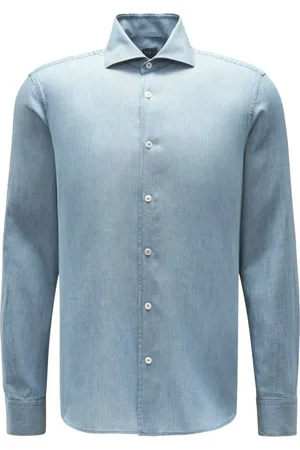 FEDELI Skjorte, Herre, Blå, 2XL, Denim, Denim let skjorte Sean model