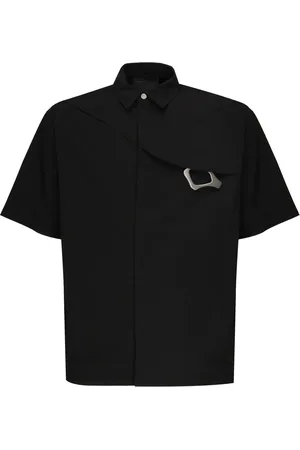 HELIOT EMIL Skjorte, Herre, Sort, L, Nylon, Sort Nylon Skjorte med Karabinhage