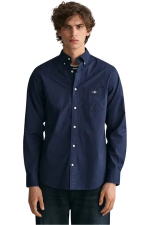 GANT Skjorte, Herre, Blå, 2XL, Bomuld, Klassisk poplin skjorte med 80`er-inspireret patch