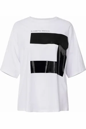 Elisabetta Franchi Top, Dame, Hvid, M, Bomuld, Oversized bomulds T-shirt med logo print