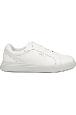Calvin Klein Sko, Herre, Hvid, 43 EU, Læder, Plain Lace-Up Sneakers