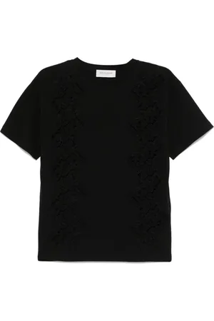 ERMANNO SCERVINO Top, Dame, Sort, XS, Sort T-shirt med Rund Hals og Transparente Paneler