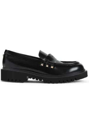VALENTINO GARAVANI Sko, Dame, Sort, 38 1/2 EU, Læder, Sorte Læder Loafers til Kvinder