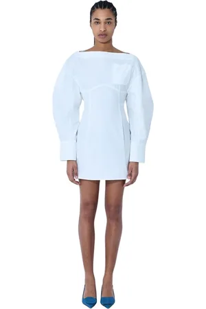 Jacquemus Kjole, Dame, Hvid, S, Bomuld, Skulpturel Bomuld Mini Kjole