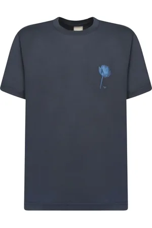 Emporio Armani Top, Herre, Blå, M, Bomuld, Blå T-shirt med blomsterprint