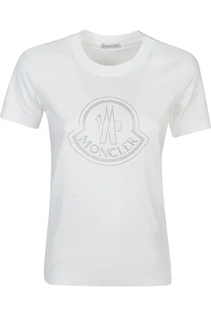 Moncler Top, Dame, Hvid, L, Bomuld, 033 Bianco T-Shirt