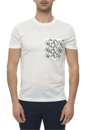 CANALI Top, Herre, Hvid, 3XL, Bomuld, Kortærmet T-shirt med rund hals