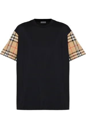 Burberry Top, Dame, Sort, M, Bomuld, Vintage Check-sleeve T-shirt