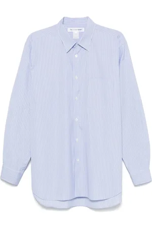 Comme des Garçons Skjorte, Herre, Blå, L, Bomuld, Kornblå Stribet Poplin Skjorte
