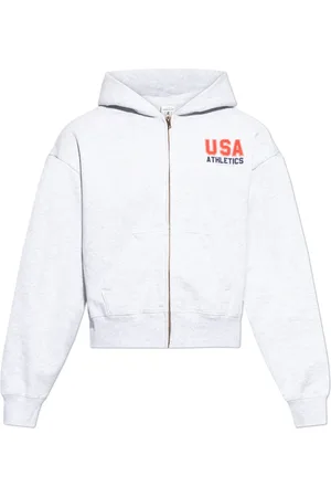 Sporty & Rich Sweathshirts & Hoodies, Herre, Grå, M, Bomuld, USA Athletics Cropped Zip Hoodie