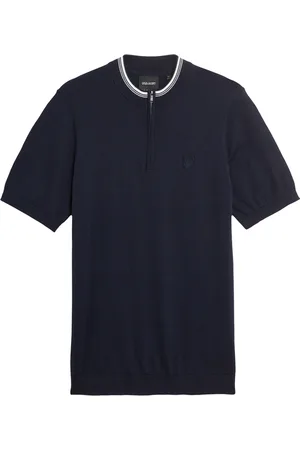 Lyle & Scott Strik, Herre, Blå, 2XL, Bomuld, Tipped Mock Neck Kortærmet Jumper
