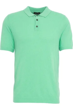 Roberto Collina Top, Herre, Grøn, L, Bomuld, Grøn Tekstureret Strikket Poloshirt