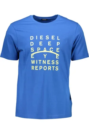 Diesel Top, Herre, Blå, M, Bomuld, Crew Neck T-shirt med karakteristisk print