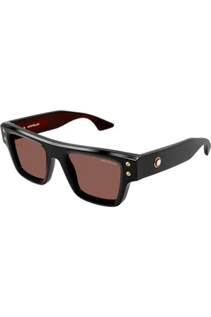 Montblanc Tilbehør, unisex, Sort, 52 MM, Brune linser sorte stel solbriller