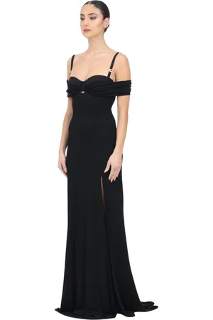 Elisabetta Franchi Kjole, Dame, Sort, L, Uld, Lang Jersey Crepe Kjole