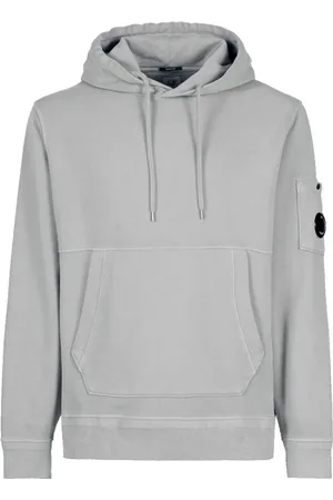 C.P. Company Sweathshirts & Hoodies, Herre, Grå, XL, Bomuld, Bomuldsfleece Hoodie med Kængurulomme