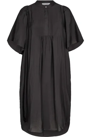 Co`Couture Kjole, Dame, Sort, L, Knappet V-hals Midi Kjole