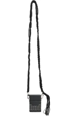 Rhude Taske, Herre, Sort, ONE SIZE, Læder, Læder Crossbody Taske med Magnetisk Lukning