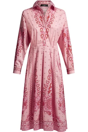 Etro Kjole, Dame, Lyserød, S, Bomuld, Blomstret Midikjole