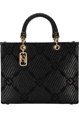 Elisabetta Franchi Taske, Dame, Sort, ONE SIZE, Uld, Jacquard Tote Bag med charms