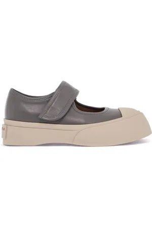 Marni Sko, Dame, Grå, 40 EU, Læder, Grå Læder Sneakers med Velcro