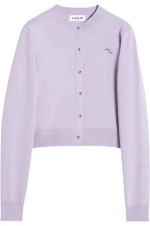 Lanvin Strik, Dame, Lilla, L, Uld, Stilfuld Herre Gilet