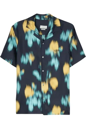 Lanvin Skjorte, Herre, Flerfarvet, 2XL, Silke Bluse med Blomsterprint - Abstrakt Mønster