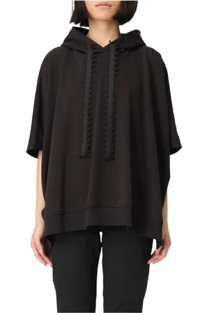 Dondup Sweathshirts & Hoodies, Dame, Sort, S, Bomuld, Hættetrøje i bomuld med broderi