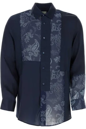 Etro Skjorte, Herre, Blå, S, Navy Blå Silkeskjorte