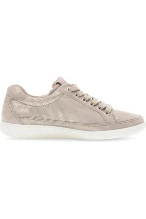 Gabor Sko, Dame, Grå, 38 1/2 EU, Læder, Sølvfarvede Læder Sneakers