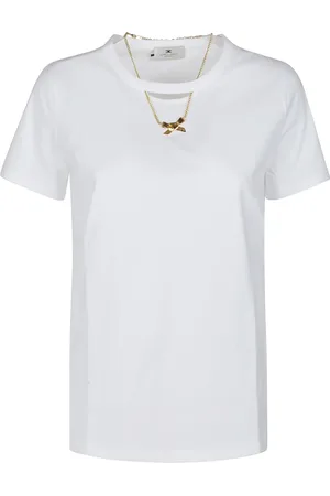 Elisabetta Franchi Top, Dame, Hvid, XS, Bomuld, Afslappet Bomuld T-Shirt til Kvinder