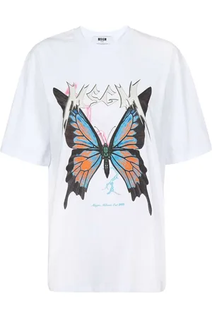 Msgm Top, Dame, Hvid, XS, Bomuld, T-shirt med frontprint i bomuld
