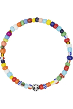 Nialaya Tilbehør, Herre, Flerfarvet, 2XL, Uld, Armbånd med Assorterede Vintage Trifokal Perler og Sølv
