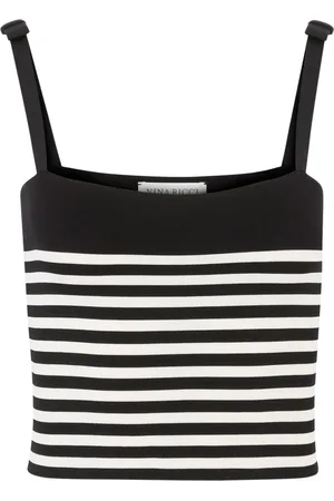 Nina Ricci Top, Dame, Hvid, L, Stribet Strikket Tanktop
