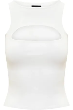 Dsquared2 Top, Dame, Hvid, S, Polyester, Crop Ærmeløs Top