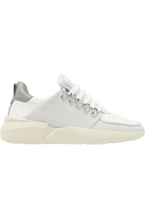 Nubikk Sko, Herre, Flerfarvet, 45 EU, Læder, Roque Roman White Grey Læder Sneaker
