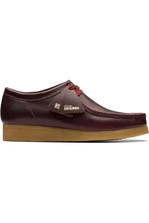 Clarks Sko, Herre, Rød, 42 EU, Læder, Dybrøde Læder Wallabee Sko