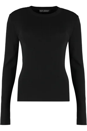 OUR LEGACY Top, Dame, Sort, L, Bomuld, Ribstrikket Langærmet T-shirt