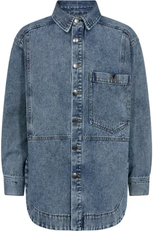 Copenhagen Muse Bluser & Skjorter, Dame, Blå, XS, Denim, Denim Jakke med Logo Detalje