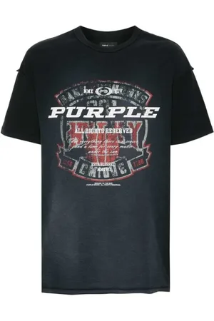 Purple Brand Top, Herre, Sort, M, Bomuld, Bomuld Logo Print Crew Neck T-shirt