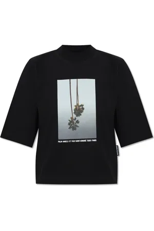 Palm Angels Top, Dame, Sort, XS, Bomuld, Printed Cropped T-shirt
