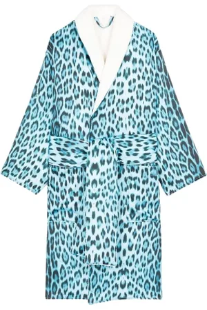 Roberto Cavalli Nightwear & Lounge, Herre, Blå, L, Animal Print Morgenkåbe