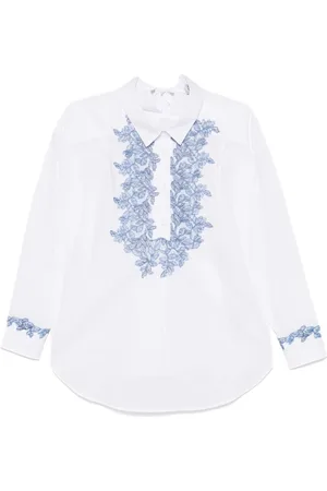 ERMANNO SCERVINO Bluser & Skjorter, Dame, Hvid, M, Uld, Hvid skjorte med knapper og plisserede detaljer