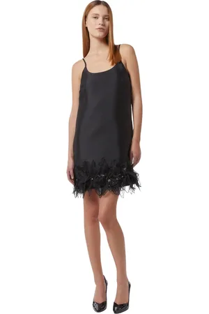 Silvian Heach Kjole, Dame, Sort, M, Polyester, Kort kjole med blomsterapplikationer