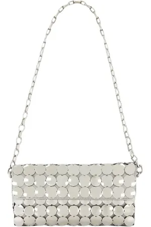 Paco rabanne Taske, Dame, Grå, ONE SIZE, Uld, Silver Button Baguette Crossbody