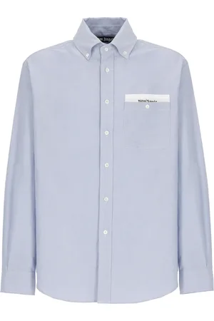 Palm Angels Skjorte, Herre, Blå, XL, Bomuld, Sartorial Tape Shirt