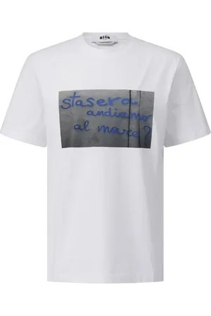 Msgm Top, Herre, Hvid, M, Bomuld, Cotton Print T-Shirt