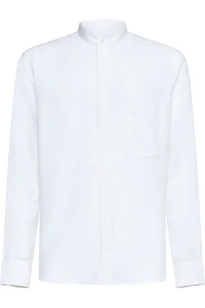Ermenegildo Zegna Skjorte, Herre, Hvid, M, Bomuld, Hvid Bomulds Skjorte med Kinakrave